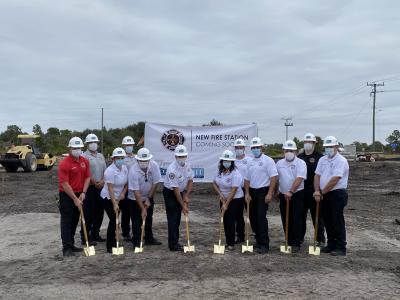 Fire District Staff and District Commissioners breaking ground at Station 106 site. 