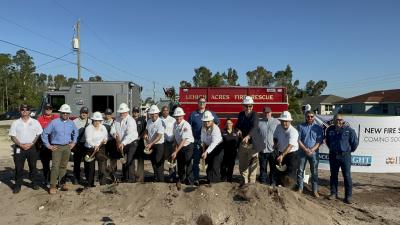 LAFCRD Commisioners, Chiefs, and Staff from Wright Construction break ground. 